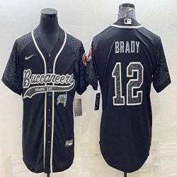 Nike Tampa Bay Buccaneers #12 Tom Brady black baseball jerseys Joint name-BD