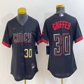 Women Nike Cincinnati Reds #30 Ken Griffey Jr. black majestic baseball jerseys 03