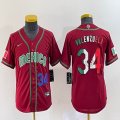 Women 2023 World Cup Mexico #34 Fernando Valenzuela red blank majestic baseball jerseys 02