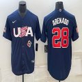 2023 World Cup #28 Arenado blue USA majestic baseball jerseys 06