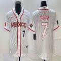 2023 World Cup Mexico #7 Julio Urias white majestic baseball jerseys 34