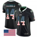 Nike New York Jets #14 Sam Darnold black fashion usa flag Color Rush Limited Jersey