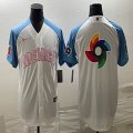 2023 World Cup Mexico blank white skyblue majestic baseball jerseys 06