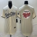 Nike Minnesota Twins blank beige majestic baseball MLB jerseys big logo 02