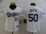 Custom Youth Dodgers #50 Mookie Betts Nike white Dodger World Series Champions majestic baseball Jersey