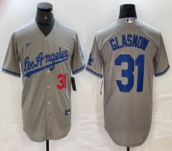 New Los Angeles Dodgers #31 Tyler Glasnow gray majestic baseball jerseys 03