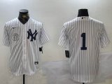 Nike New York Yankees #1 white Flexbase Authentic Collection Jersey 02