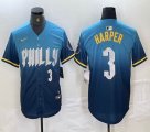 Nike Philadelphia Phillies #3 Bryce Harper blue majestic baseball jerseys city version 04