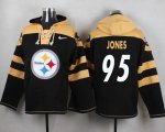 Custom Pittsburgh Steelers #95 Jones black yellow nfl Hooded Sweatshirt