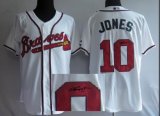 Atlanta Braves 10# Chilpper Jones white mlb signature jersey