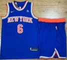 Nike New York Knicks #6 Kristaps Porzingis blue nba basketball suits