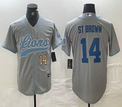 Detroit Lions #14 Ra St. Brown grey baseball Joint name -BD 01