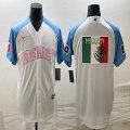 2023 World Cup Mexico blank white skyblue majestic baseball jerseys 02