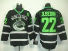 NHL Vancouver Canucks #22 D.SEDIN Black Jerseys(A Patch)