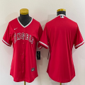 Women Nike Los Angeles Angels blank red majestic baseball jersey-BD