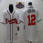 Nike Atlanta Braves #12 Jorge Soler white majestic baseball Jerseys