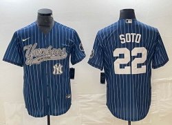 New York Yankees Juan Soto Nike blue majestic baseball Jersey Joint name -BD 01