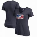 Women's Pittsburgh Pirates Fanatics Branded Navy 2018 Memorial Day Banner State Plus Size V-Neck T-Shirt