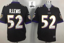 2013 super bowl XLVII Nike Baltimore Ravens Ray Lewis #52 elite Black NFL Jerseys