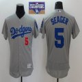 Los Angeles Dodgers #5 Corey Seager gray Flexbase Authentic Collection Jersey 2020 Dodger World Series Champions