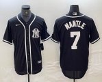 Nike New York Yankees #7 Mickey Mantle black majestic baseball Jersey Joint name -BD