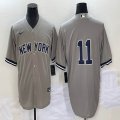 Nike New York Yankees #11 grey majestic baseball Jersey-BD