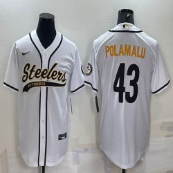 Nike Pittsburgh Steelers #43 Troy Polamalu white baseball jerseys Joint name-BD