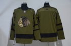 Adidas Chicago Blackhawks blank Green Salute To Service hockey Jerseys