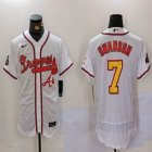 Nike Atlanta Braves Dansby Swanson White Flexbase Authentic Collection Jersey 02