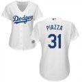 Women Los Angeles Dodgers #31 Mike Piazza white majestic baseball jersey