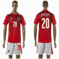 2016 Austria European Cup SABITZER #20 red white soccer jersey home