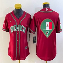 Women 2023 World Cup Mexico blank red majestic baseball jerseys 03