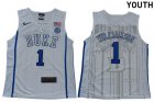 Youth Duke Blue Devils #1 Zion Williamson white V Neck College Basketball-GLT