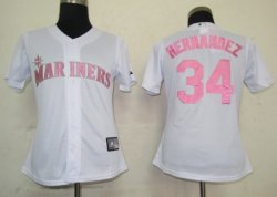 Seattle Mariners 34 Hernandez White MLB Women Jerseys