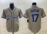 Los Angeles Dodgers #17 Shohei Ohtani Nike gray majestic baseball Jersey Joint name -BD 01