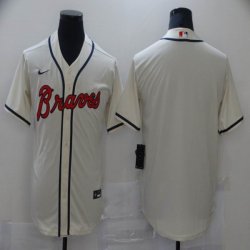 Nike Atlanta Braves blank beige majestic baseball jerseys-BD