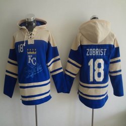 Kansas Royals #18 Ben Zobrist Blue mlb baseball Hooded Sweatshirt