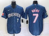 2023 World Cup Mexico #7 Julio Urias blue majestic baseball jerseys 93