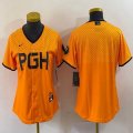 Women Nike Pittsburgh Pirates blank gold majestic baseball jerseys city version