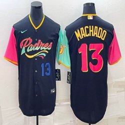 Nike San Diego Padres #13 Manny Machado black majestic baseball Jersey city version 02