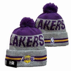 2024 Los Angeles Lakers gray purple NBA Sports Cuffed Knit Hats 02