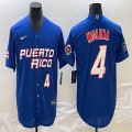 Puerto Rico Baseball #4 Yadier Molina blue 2023 World Baseball Classic Replica Player Jersey 05