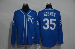 Kansas City Royals #35 Eric Hosmer Blue long sleeves Stitched Baseball Jersey