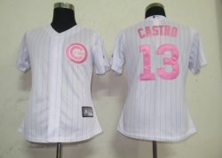 Chicago Cubs 13 Castro White MLB Women Jerseys