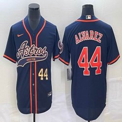 Nike Houston Astros #44 Yordan Alvarez blue majestic baseball jerseys big logo Joint name -BD 01