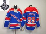 2014 stanley cup Rangers #99 Wayne Gretzky Blue NHL Hooded Sweatshirt