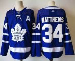 Adidas Toronto Maple Leafs #34 Auston Matthews blue hockey jersey with A patch