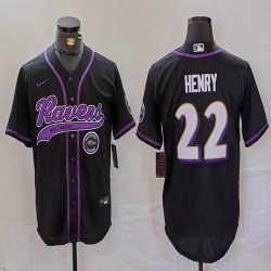 Baltimore Ravens #22 Derrick Henry black baseball jerseys Joint name-BD 02