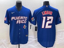 Puerto Rico Baseball Francisco Lindor White 2023 World Baseball Classic Replica Player Jersey 09