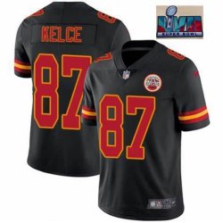 2023 super bowl Youth Nike Kansas City Chiefs Travis Kelce #87 black Color Rush Limited Jerseys